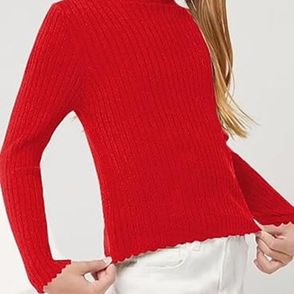 Girls Turtleneck Sweater Kids Casual Long Sleeve Knitted Slim Fit Pullover Tops - Picture 2 of 3